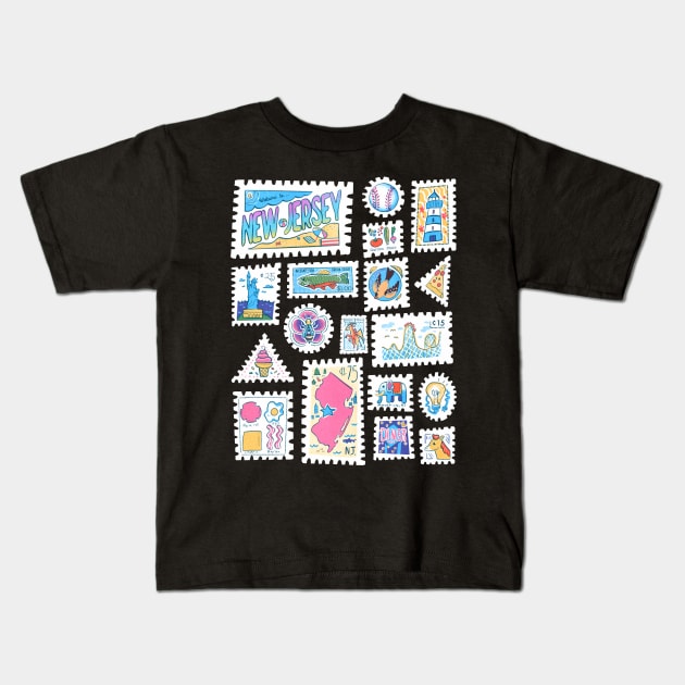 New Jersey Symbols and Icons Stamps Kids T-Shirt by narwhalwall